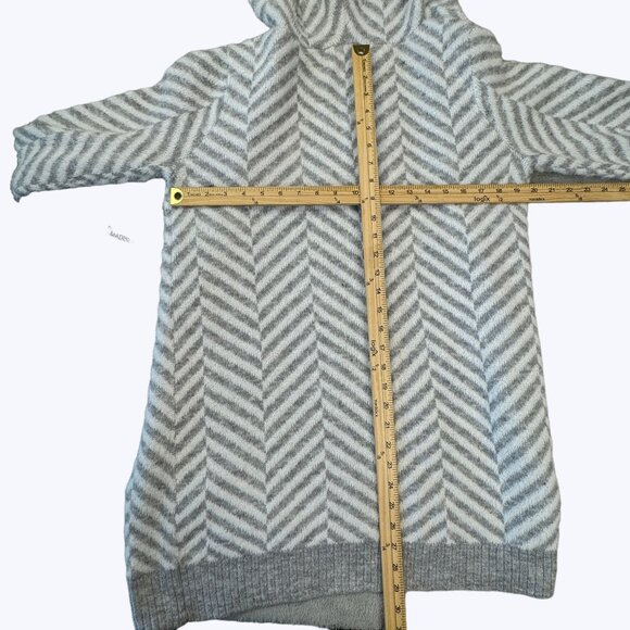 89th. & Madison NWT Women's Open Cardigan Hoodie Size Medium Grey and white - Picture 9 of 9